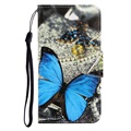 Style Serie Samsung Galaxy Note20 Ultra Wallet Hülle - Blau Schmetterling