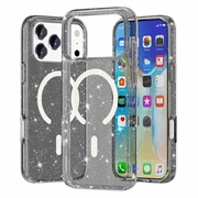 iPhone 18 Pro Stylish Glitter Serie Hybrid Hülle - MagSafe-kompatibel - Schwarz