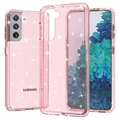 Samsung Galaxy S21 5G Stylish Glitter Serie Hybrid Hülle - Rosa