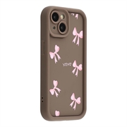 iPhone 15 Plus Stilvolle stoßfest TPU-Hülle mit erhöhten Kanten - Braun / Schleife