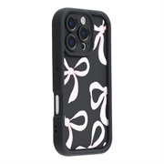 iPhone 16 Pro Stilvolle stoßfeste TPU-Hülle mit erhöhten Kanten - Schwarz / Große Schleife