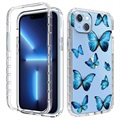 Sweet Armor Serie iPhone 14 Plus Hybrid Hülle - Blau Schmetterling