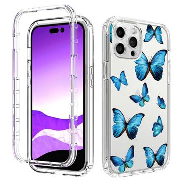 Sweet Armor Serie iPhone 14 Pro Hybrid Hülle - Blau Schmetterling