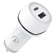 T05 USB-A/USB-C-Autoladegerät mit Anti-Verlust-Tracker für Android - Weiß