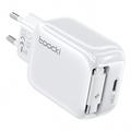 TOOCKI TC55302 30-W-GaN-Ladegerät mit einziehbarem USB-C-Kabel - Weiß