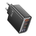 TOOCKI TCT67-22 67W GaN-Steckdosenladegerät mit Digitalanzeige - USB-C/USB-A - Schwarz