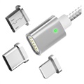 TOPK AM21 3-in-1 Magnetkabel - Lightning, USB-C, MicroUSB - Silber