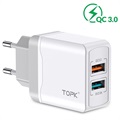 TOPK B244Q Universal QC3.0 Ladegerät - 28W, 2xUSB - Weiß
