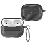 AirPods Pro 3 Gebürstet TPU Hülle mit Karabiner - Karbonfaser - Schwarz