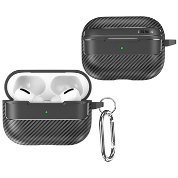 AirPods Pro 3 Gebürstet TPU Hülle mit Karabiner - Karbonfaser