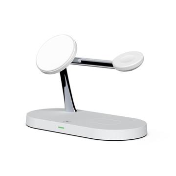 Tech-Protect A12 3-in-1 MagSafe Wireless Charger 15W mit integrierter LED-Lampe (Offene Verpackung - Zufriedenstellend) - Weiß