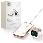 Tech-Protect A55 2-in-1-Ladesystem mit Magnet- und MagSafe-Funktion, 25W, Qi 2.2 - Weiß