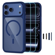 iPhone 17 Pro/18 Pro Tech-Protect MagOne MagSafe CC-Hülle mit 2x Glass+ Panzerglas - Tiefblau / Transparent