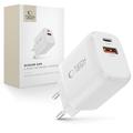 Tech-Protect NCA65W-GAN 65-W-Wandladegerät mit USB-C PD und USB-A QC3.0 - Weiß
