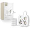 Tech-Protect PCS3X4 Steckdosenleiste - 3 AC Steckdosen, 2 USB-A & 2 USB-C Anschlüsse, 2m Kabel - Weiß