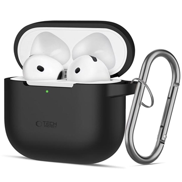 AirPods 4 Tech-Protect-Silikonhülle mit Haken - Schwarz