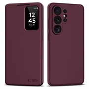 Samsung Galaxy S26 Ultra Tech-Protect Smart Clear View Flip Hülle mit Kartenschlitz - Maulbeere