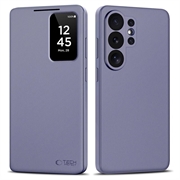 Samsung Galaxy S26 Ultra Tech-Protect Smart Clear View Flip Hülle mit Kartenschlitz - Purpur