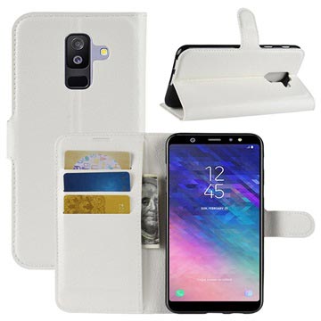 Samsung Galaxy A6+ (2018) Wallet Hülle mit Ständer - Weiß