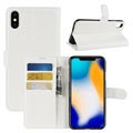 iPhone XS Max Strukturierte Wallet Hülle mit Ständer - Weiß