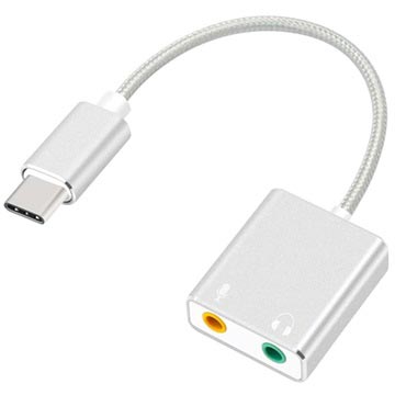 USB-C / AUX Kopfhörer & Mikrofon Audio Adapter - Silber