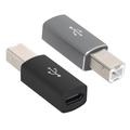 USB-C-Buchse auf USB-Typ-B-Stecker-Adapter für Drucker, Scanner - 2er-Pack - Schwarz & Grau