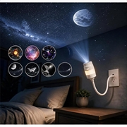USB-Galaxy-Projektor-Nachtlicht - 7 Sternscheiben, flexibles 360°-Schwanenhals-Design - Weiß