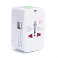 Universeller Weltreiseadapter mit zwei USB - 6A - Weiß