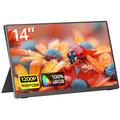V140F1 14-Zoll-Laptop-Monitor mit magnetischer Lederhülle – Schwarz