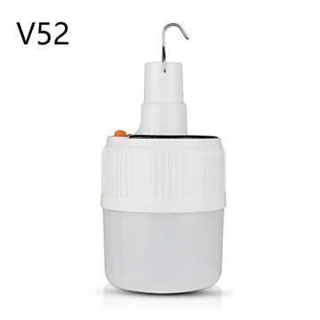 V52 Tragbare, wiederaufladbare Solar-Camping-LED-Birne/Lampe mit 5-Gang-Beleuchtung und Haken