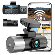 V58 3-Kanal-Dashcam - 4K vorne, 1080p hinten/im Innenraum, GPS, WLAN