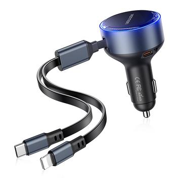 Vention FFOB0 PD 30W Schnelles Autoladegerät mit USB-C und Lightning Kabeln - Schwarz