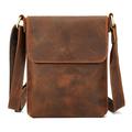 Vertikale Lederschultertasche / Umhängetasche für Herren – Kaffeefarben