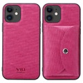 Vili T iPhone 12 Mini Hülle mit Magnetischer Geldbörse - Hot Pink