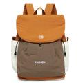 Vintage Farbe Block Großraum-Leinwand-Rucksack - Orange / Khaki