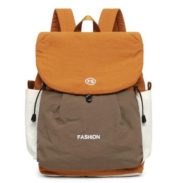 Vintage Farbe Block Großraum-Leinwand-Rucksack - Orange / Khaki