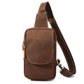 Retro-Leder-Brusttasche / Umhängetasche für unterwegs – Kaffeefarben