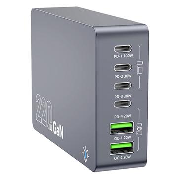 WLX-F8A 6-Port 220W GaN Desktop-Ladestation - Grau