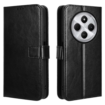 Xiaomi Redmi 14C/14R/Poco C75 Wallet Schutzhülle mit Magnetverschluss - Schwarz