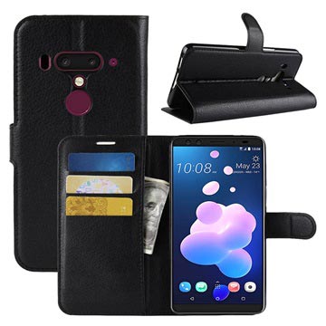 HTC U12+ Wallet Schutzhülle mit Magnetverschluss - Schwarz