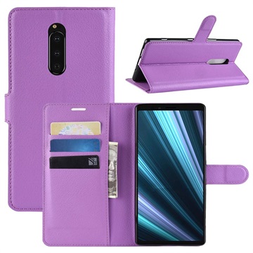 Sony Xperia 1 Wallet Hülle mit Stand-Funktion - Purpur