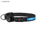Wasserdichtes LED-Hundehalsband mit Apple AirTag 1/2 Halterung - Groß 38-60cm - Blau