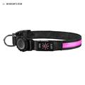Wasserdichtes LED-Hundehalsband mit Apple AirTag 1/2 Halterung - Groß 38-60cm - Pink