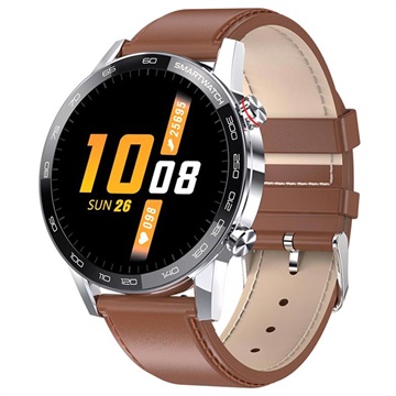 Wasserdichte Smartwatch mit EKG & Herzfrequenz L16 - Leder - Braun