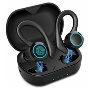 Wasserdichte kabellose Sport-Ohrhörer mit Touch-Sensor - Schwarz