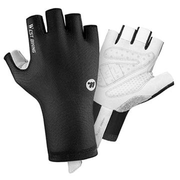West Biking YP0211265 Shock-Absorb Hälfte-Finger Radfahren Handschuhe - XXL - Schwarz