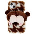 3D Plush Pelziger Winter iPhone 14 Plus TPU Hülle - Braun Corgi