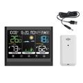 Drahtlose Wetterstation mit Farb-Touchscreen und Wecker - Schwarz