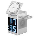 WiWU W043 5-in-1-Wireless-Ladegerät mit RGB-Pixel-Display und Bluetooth-Lautsprecher - Silber