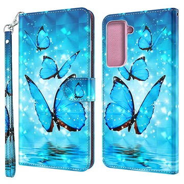 Wonder Series Samsung Galaxy S21+ 5G Wallet Hülle - Blau Schmetterling